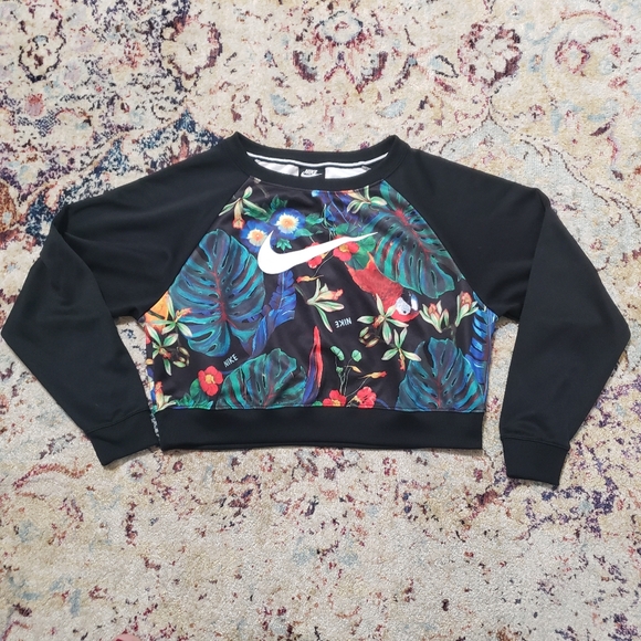 Nike Hyper Femme Cropped Crew Floral Sweatshirt Large - Picture 3 of 13
